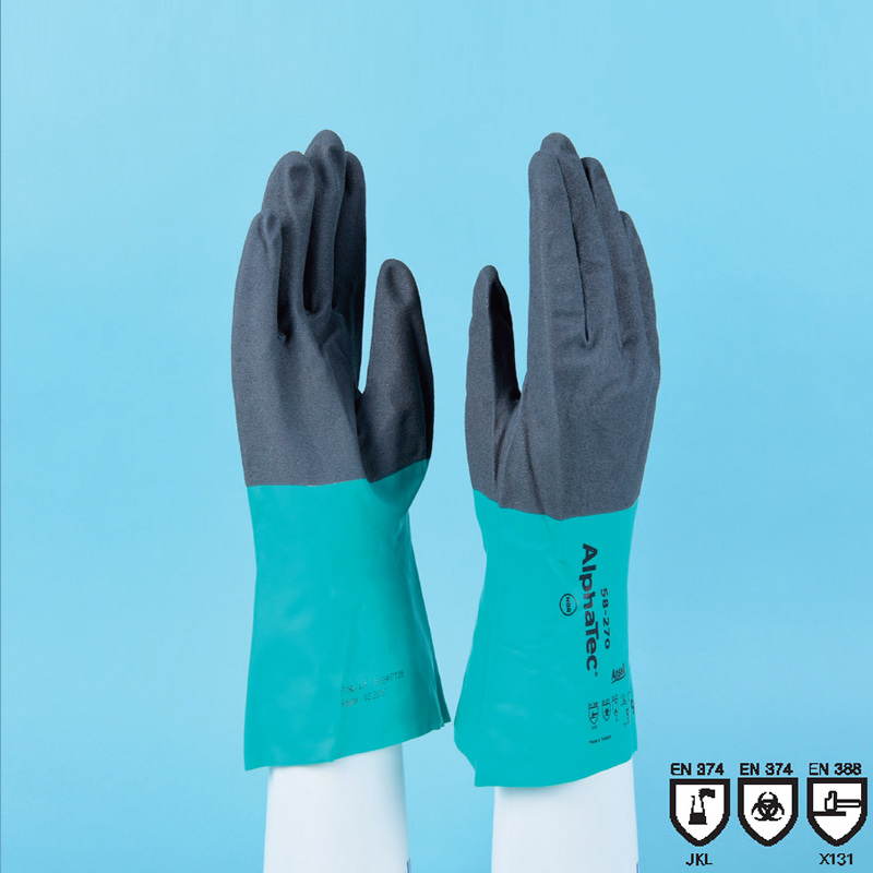나이론-나이트릴 내화학 글러브, KOSHA 인증Chemical Resistance GloveAlphatec 58-270 size8 Model: 58-270-8