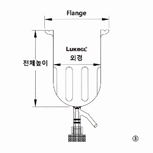밸브식 환저 반응조베플반응조 하부오링형, 콕크부, 환저500 ml                       F120 Model: GRO8005