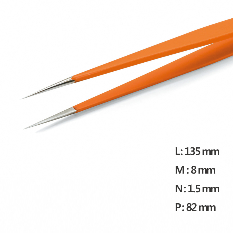 고정밀 트위저, Rubis®,RU-SS Grip-SATweezerUltra Fine Pointed NanoNone slip, L135mm Model: RU-SS Grip-SA