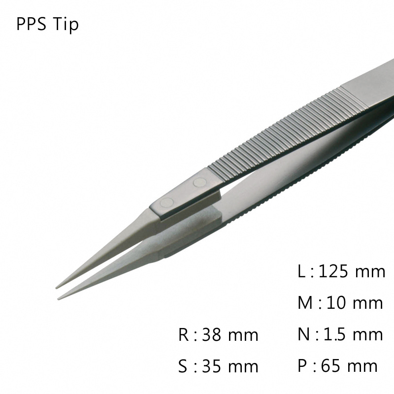 세라믹 팁 트위저, Rubis®,RU-258PPS-SATweezerPolymer and Ceramic TipL125mm Model: RU-258PPS-SA