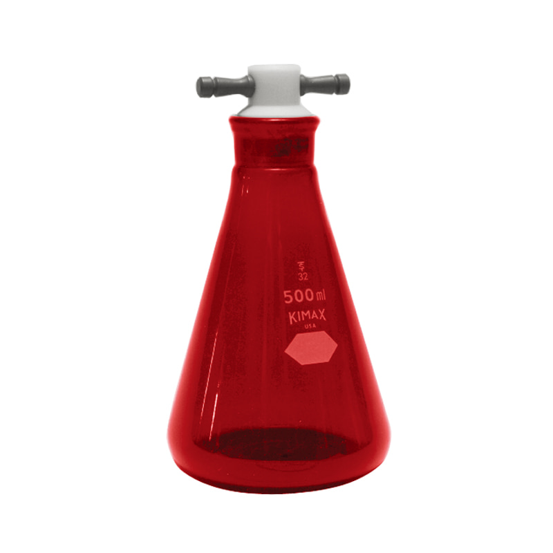 테프론 마개 갈색 삼각 플라스크, RAY-SORB®Amber Erlenmeyer Flaskw Stopper125 ml Model: 26610-125