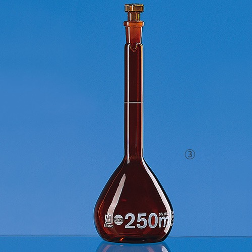메스 용량 플라스크, Batch 보증서 포함Amber Vol. Flaskw/ Glass Stopper, Class A10ml Model: 37443