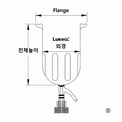 밸브식 환저 반응조베플반응조 하부오링형, 콕크부, 환저2 Lit.                       F160 Model: GRO8020