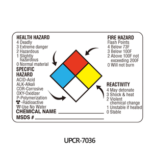케미컬 라벨 테이프Chemical Hazard LabelGHS500/Roll Model: UPCR-7036