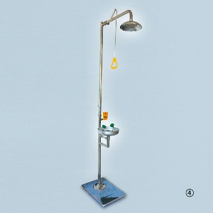 비상 샤워기와 세안기 일체형Emergency Shower w/ Eye WashFull Height, 바닥고정SS304 Model: SES-0013