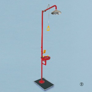 비상 샤워기와 세안기 일체형Emergency Shower w/ Eye WashFull Height, 바닥고정SS304, Red Model: SES-0010