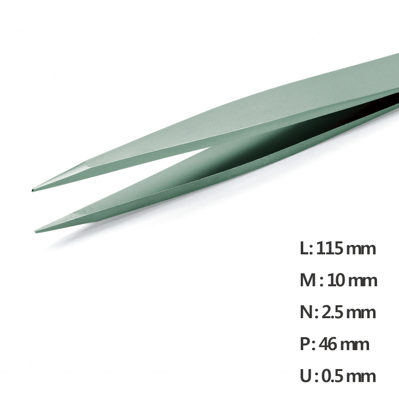 고정밀 트위저, Rubis®,RU-00 Nano-SATweezerUltra Fine Pointed NanoL115mm Model: RU-00 Nano-SA