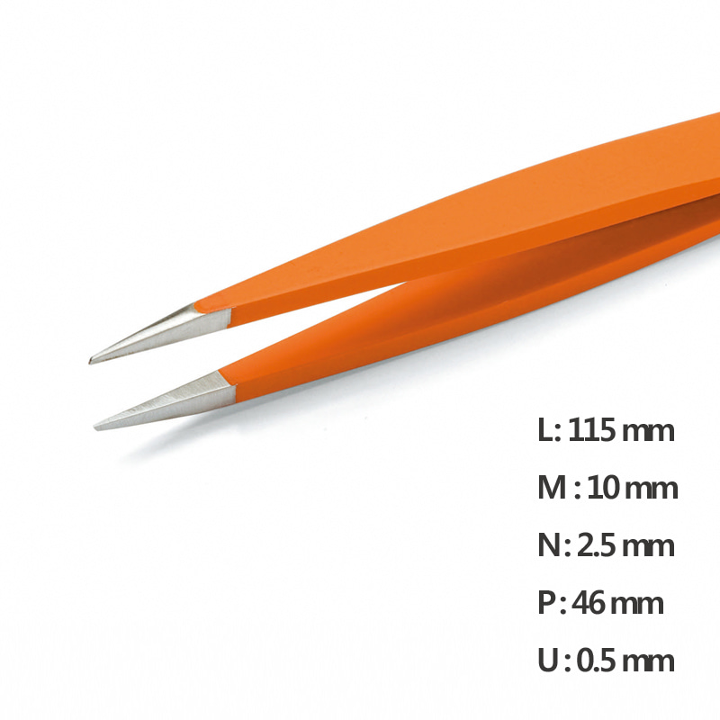 고정밀 트위저, Rubis®,RU-00 Grip-SATweezerUltra Fine Pointed NanoNone slip, L115mm Model: RU-00 Grip-SA