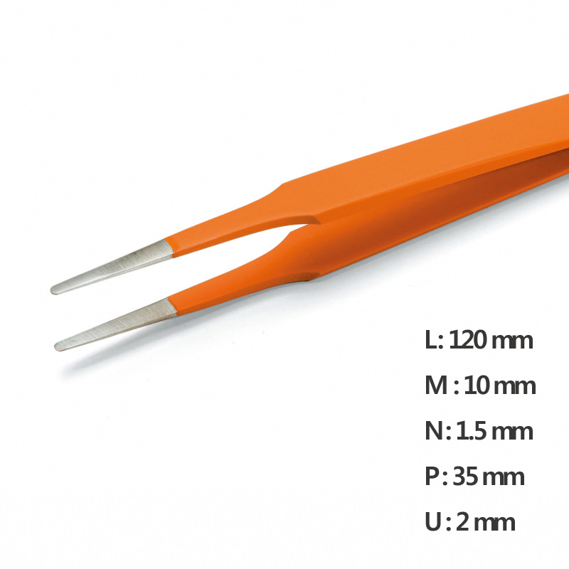 고정밀 트위저, Rubis®,RU-2A Grip-SATweezerUltra Fine Pointed NanoNone slip, L120mm Model: RU-2A Grip-SA
