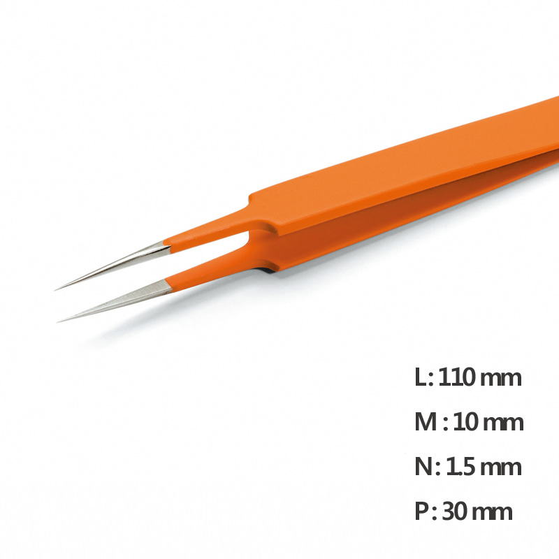 고정밀 트위저, Rubis®,RU-5 Grip-SATweezerUltra Fine Pointed NanoNone slip, L110mm Model: RU-5 Grip-SA