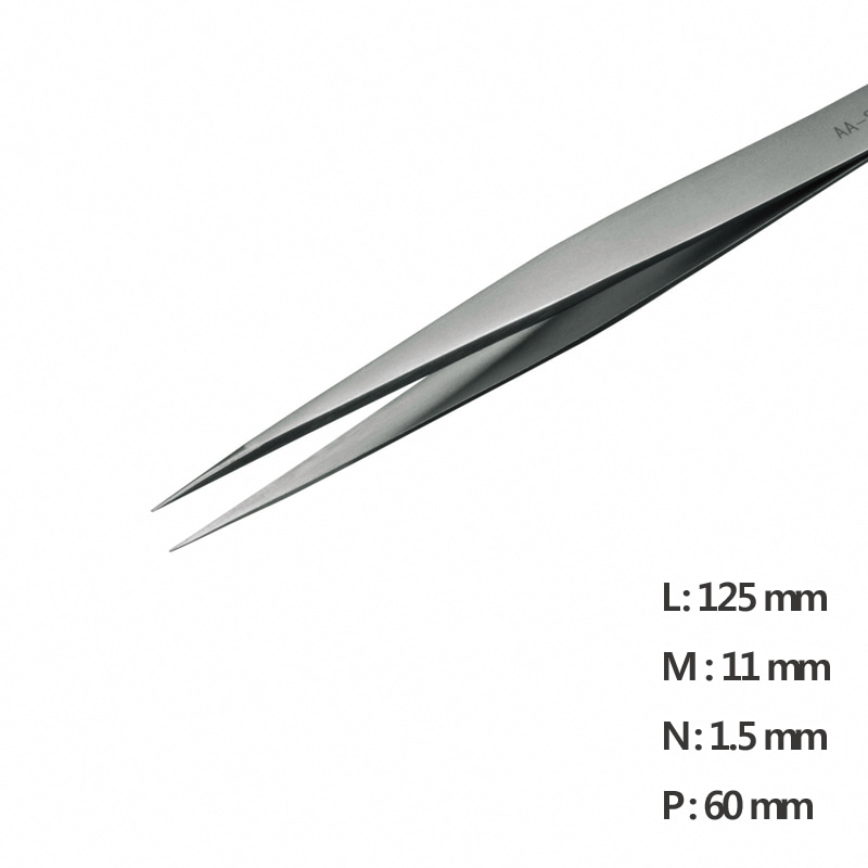 고정밀 트위저, Rubis®,RU-AA-SATeflon Coating TweezerFine Straight PointedL125mm Model: RU-AA-TF