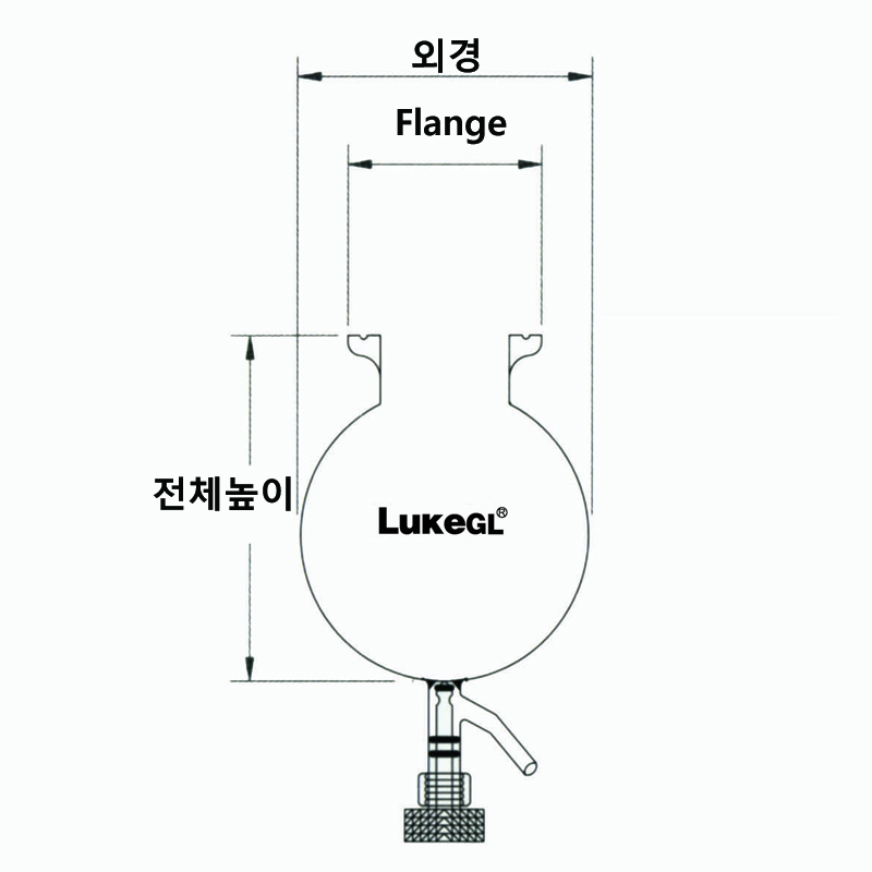 밸브식 플라스크형 반응조플라스크 반응조 하부오링형, 콕크부5 Lit.                       F160 Model: GRO9050