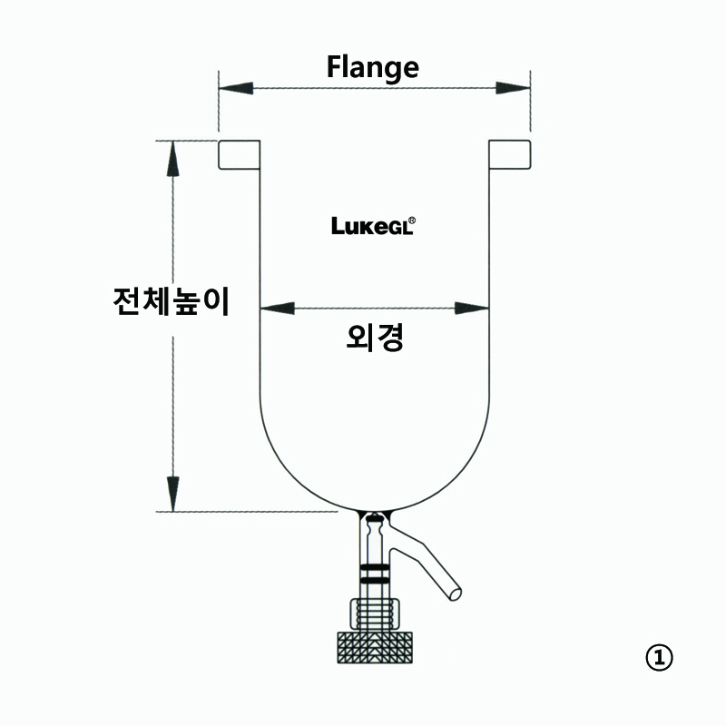 밸브식 환저 반응조베플반응조 하부일반형, 콕크부, 환저1 Lit.                       F145 Model: GRG8010